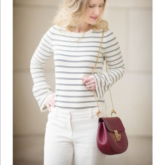 Ann Taylor White and Black Striped Sweater - Picture 2 of 12